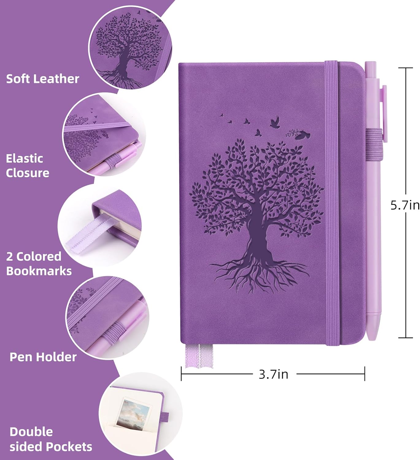 3 Pack Pocket Journaling Notebooks, A6 Small Notebook For Note Taking Journaling Notebooks Journals For Writing Mini Note Pads With Pen Holder 120 Pages 100 GSM Thick Paper(Nude, Brown, Forest Green)