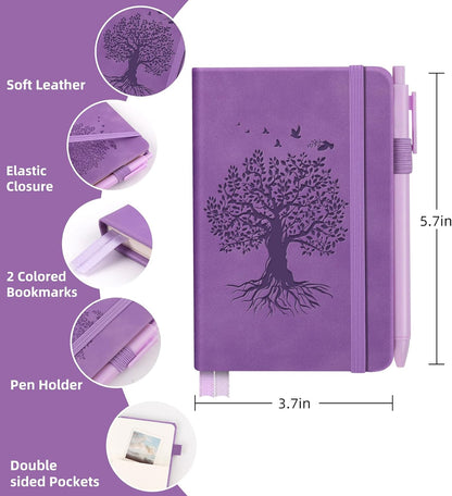 3 Pack Pocket Journaling Notebooks, A6 Small Notebook For Note Taking Journaling Notebooks Journals For Writing Mini Note Pads With Pen Holder 120 Pages 100 GSM Thick Paper(Nude, Brown, Forest Green)