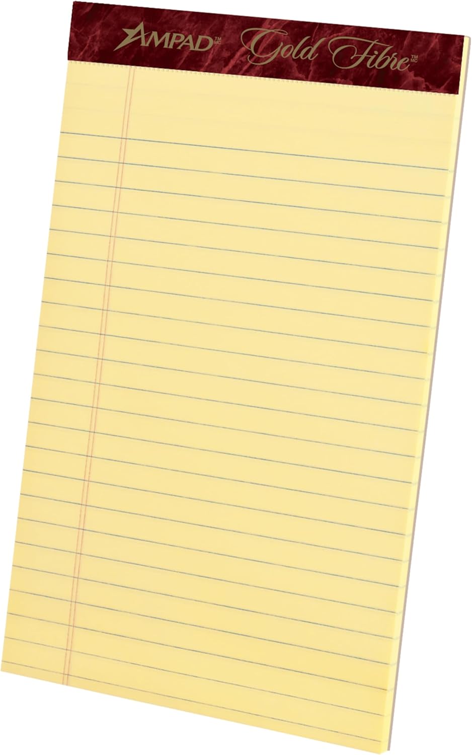 Ampad 20004 Gold Fibre Writing Pads, College/Medium, 5 x 8, Canary, 50 Sheets (Case of 12 Pads)
