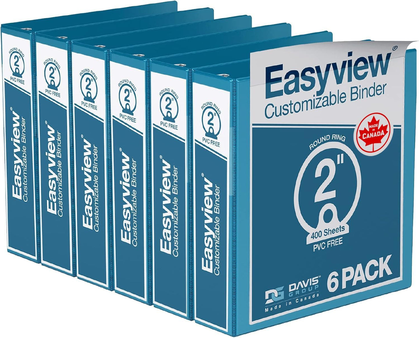Easyview Premium 3-Ring Binders with Clear-View Covers and Round Rings, Binders for School or Office, 1 Inch, Pack of 6, Navy Blue