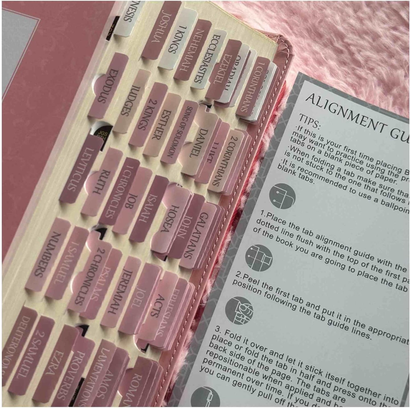 Thinkor- Repositionable Bible Tabs, 66 Pink Theme Laminated Tabs for Women, Thinkor for Study Bible