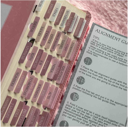 Thinkor- Repositionable Bible Tabs, 66 Pink Theme Laminated Tabs for Women, Thinkor for Study Bible