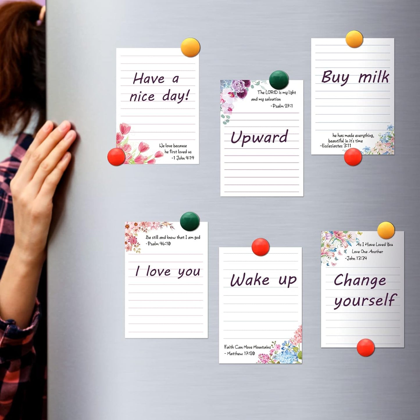Gersoniel 8 Pack Christian Sticky Notes Gifts for Mothers Day Bulk for Church Small Scripture Inspirational Memo Pads Floral Adhesive Religious Bible Verse Quotes Notepads, 4 x 5.5 Inch(Simple Style)