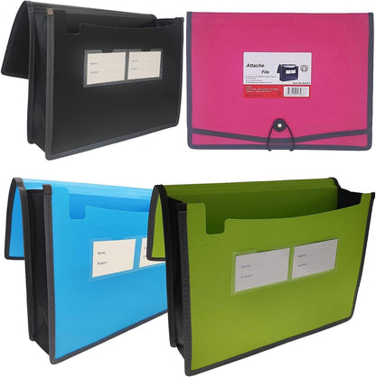 Expanding File Folder Document Organizer with Elastic Cord & Button Closure, Letter Size, 3.5" Expansion, Letter A4 Expandable File Folder for Home School Office Organization, 3 Pack