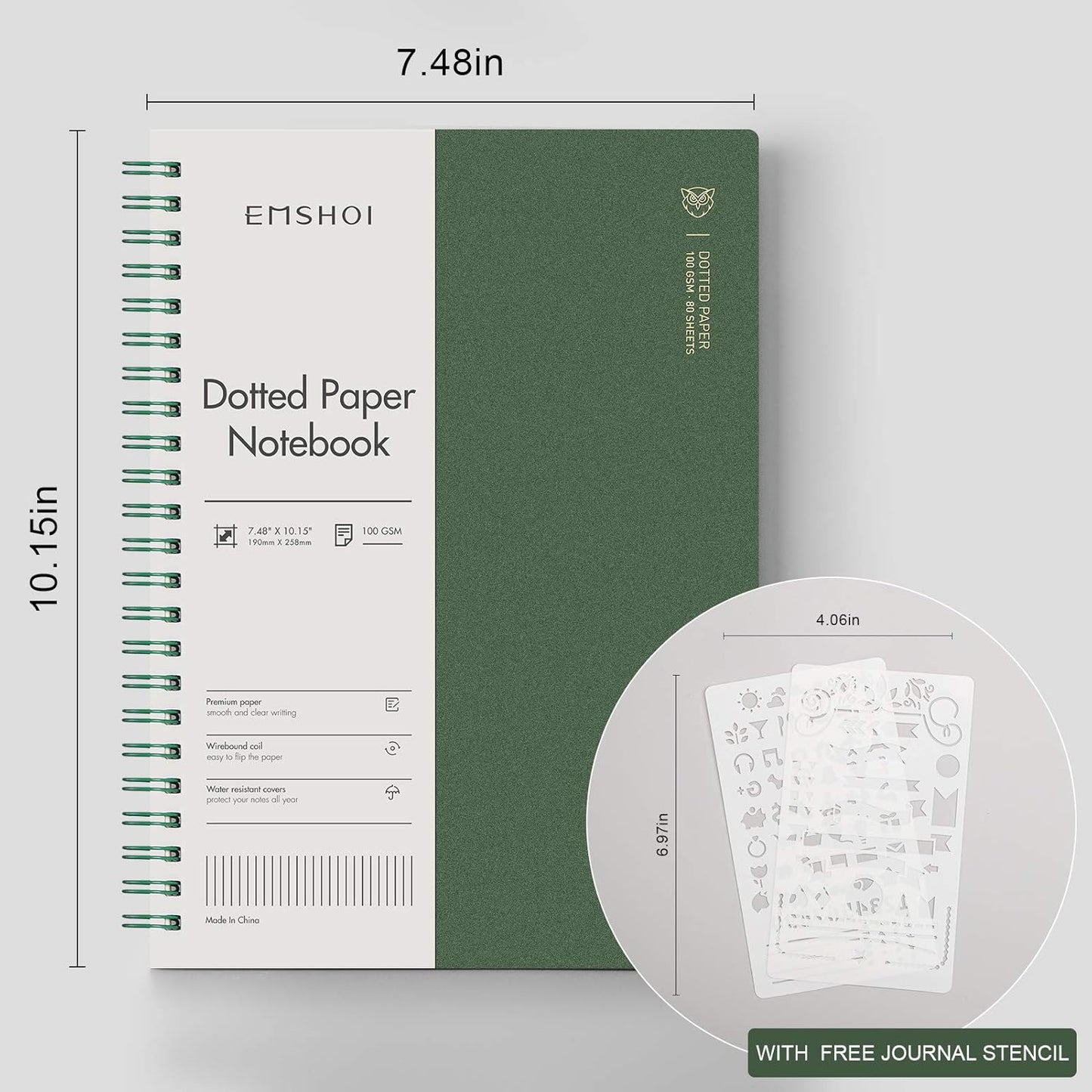 EMSHOI Dotted Journal Spiral Notebook 5.7" x 8.22" - 4 Pack 640 Pages 100gsm Thick Paper, A5 Dot Grid Notebook, Plastic Hardcover Dotted Notebook for Journaling Writing