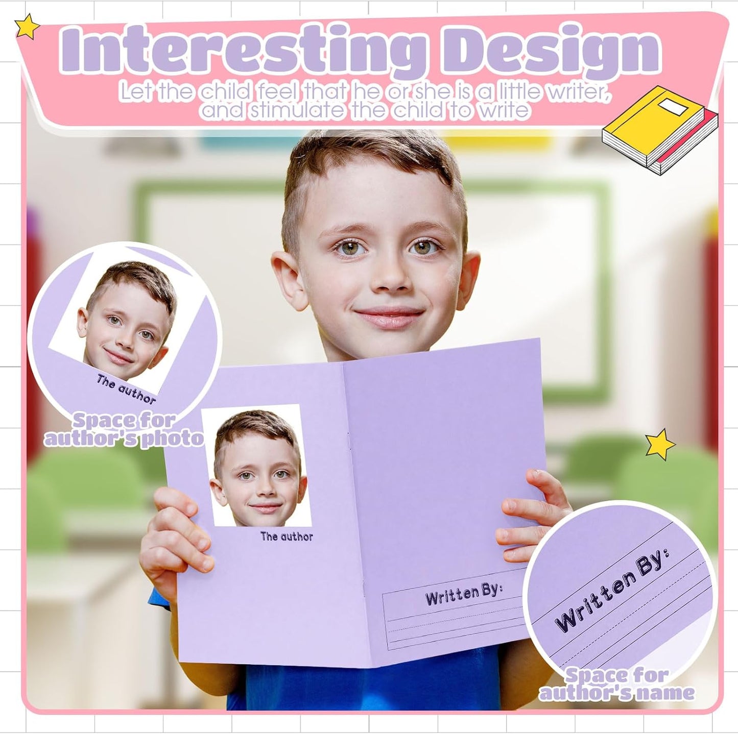 Henoyso 12 Pcs Primary Composition Notebook K-2 Primary Journal, Notebook for Kids Supplies, Bulk Blank Writing Book for Kid to Write Draw Journal 60 Page (9.8″ X 7.5″,Light Color)