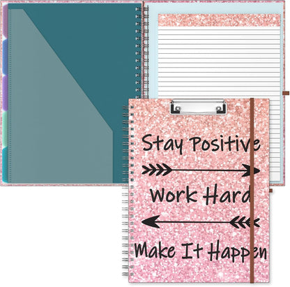 Hongri Clipboard Folio with Refillable Lined Notepad, 8.5 x 11 Folders with Storage 10 Pockets, Spiral Portfolio, Size 12.8X 9.7 in, Office & School Supplies, Skeleton