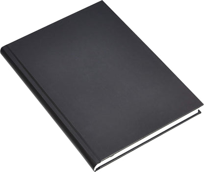 Amazon Basics Professional Hardcover Writing Journal for Journaling and Note Taking, Sturdy, Perforated Pages, 10.5 x 7.5 inches, Black, 2-Pack