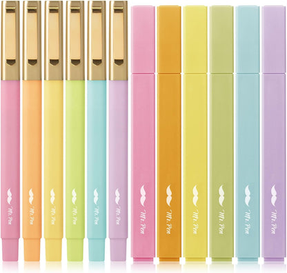 Mr. Pen- Aesthetic Highlighters and Ballpoint Pens No Bleed, 12 Pack, Pastel Colors, Bible Highlighters and Pens No Bleed, Fast Dry and No Smear for Bible Journaling, Planner, School Supplies