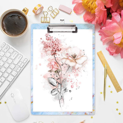 WAVEYU Fashion Cute Clipboard, Decorative Office Hardboard Wood Nursing Clip Board for Standard A4 Letter Size for Students, Women, Men, 12.5"x 9", Black+White02