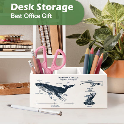 Killer Whale Gifts Wooden Pen Pencil Holder, Whale Shark Gifts for Ocean Lovers, Marine Biology Wooden Makeup Brush Organizer