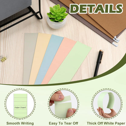 100 Pcs Hanging File Folder Paper Inserts 3-1/2 Inch Off White Blank File Tab Inserts Thick Cardstock for Hanging Folder (3.5×0.6 inch)(No Tab Included)