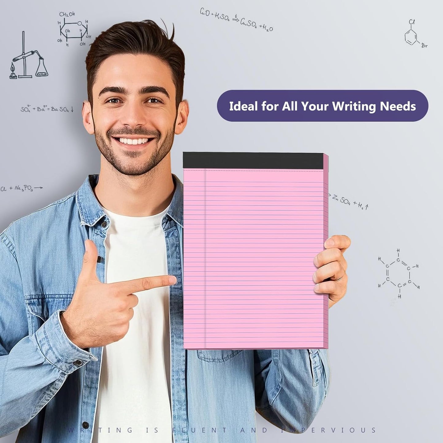 12 Pack Legal Pads 8.5 x 11 College Ruled 600 Sheets Note Pads 8.5 x 11 Inch Notepads Perforated Writing Pads 8.5 x 11 Pads of Paper Lined White Paper, 50 Sheets per Notepad for Home, Office, School