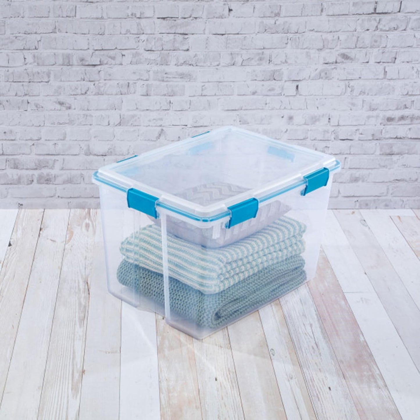 Sterilite 4-Pack Gasket Box, Weather-Resistant Storage Bins with Latching Lids, 32 Quart - Heavy-Duty Organizing Containers for Closet, Bathroom, and Office