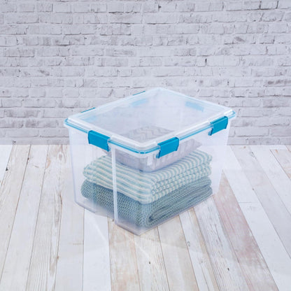 Sterilite 4-Pack Gasket Box, Weather-Resistant Storage Bins with Latching Lids, 32 Quart - Heavy-Duty Organizing Containers for Closet, Bathroom, and Office