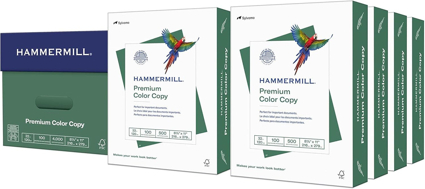 Hammermill Printer Paper, Premium Color 32 lb Copy Paper, 8.5 x 11-1 Ream (500 Sheets) - 100 Bright, Made in the USA, white (102630)