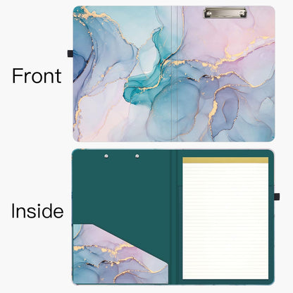 Hongri Clipboard Folio with Refillable Lined Notepad and Interior Storage Pocket for Students, Classroom, Office, Women, Man, Cute Custom Pattern, Size 12.8 x 9.2 in, Classic Flower