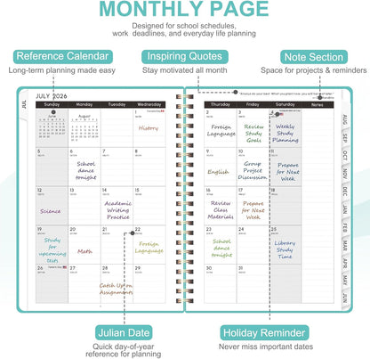 Planner 2026-2027, Weekly and Monthly Academic Year Calendar Planner, July 2026 - June 2027, Daily Agenda Book for Office School Supplies, A5(6.3'' x 8.5'')
