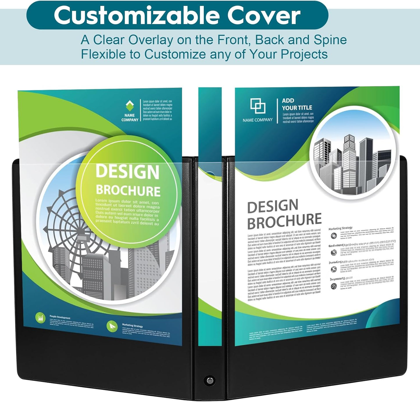 1'' Economy 3-Ring Binders, 1-inch Round Rings, Holds 200 Sheets US Letter Size, ClearVue Presentation View, Non-Stick, Black (12)