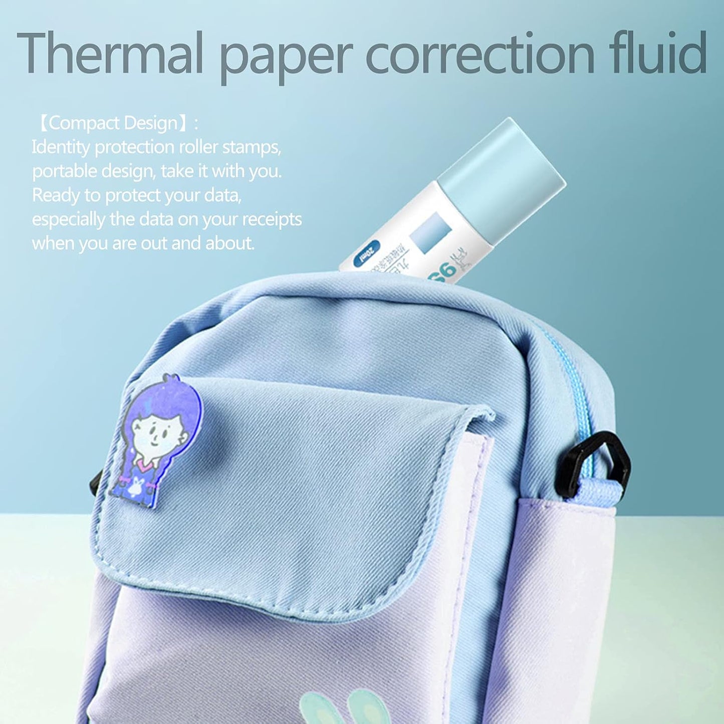 Thermal Paper Data Protection Fluid-Privacy Information Coverage Fluid, Portable Application Glue Stick, Paper Data Glue Stick, Mini Correction Fluid Courier Information Smear Liquid for ID Privacy