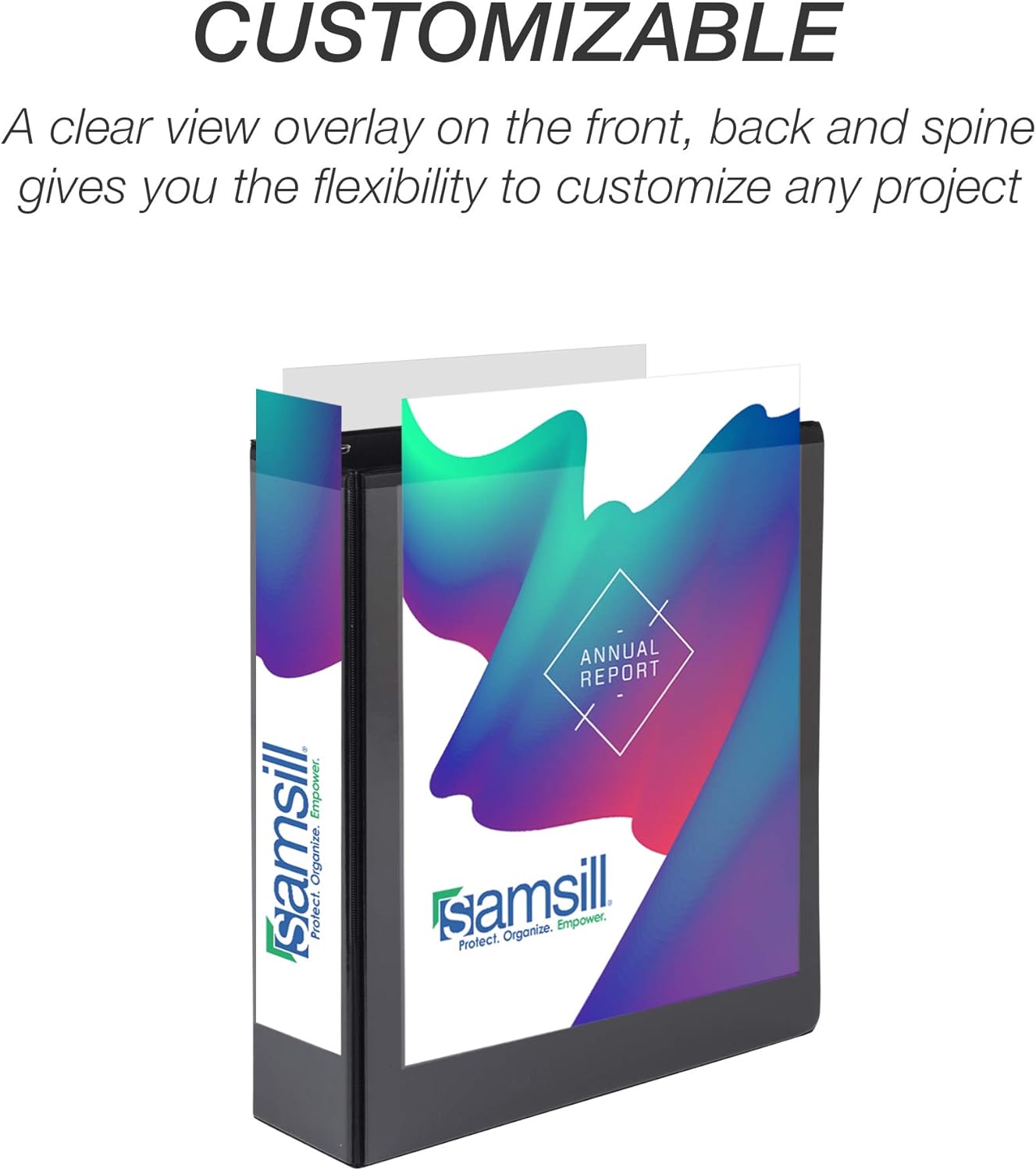 Samsill Durable 4 inch 3 Ring Binder, D Ring Binder, 100% Recycled Chipboard, Black, 2 Pack