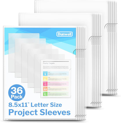Dunwell Clear Folders for Documents, Plastic 8.5x11 File Sleeves for Document Protection, Filing, Storage, Organization (6 Pack) Transparent Folders with Pockets, Durable Letter Size Document Holder