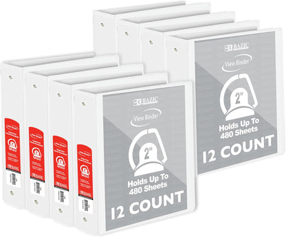 BAZIC Products 3 Ring Binder 2" View Binders Slant D Ring Organizer - Burgundy, Hold 480 Sheets Paper, for School Office Home, 1-Count