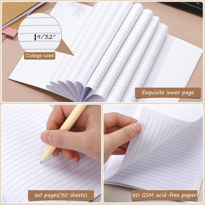Harloon A5 Composition Notebook Journals 8 x 5.75 in College Ruled Kraft Notebooks with Rainbow Spines Small Lined Composition Book for Office Home(Bright Color,24 Pcs)