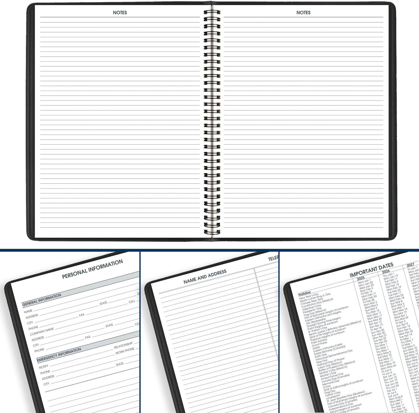 AT-A-GLANCE Planner 2026-2027 Weekly Academic 14-Month July-August, Quarter-Hourly Appointment Book, 8-1/4" x 11", Black (7095705)