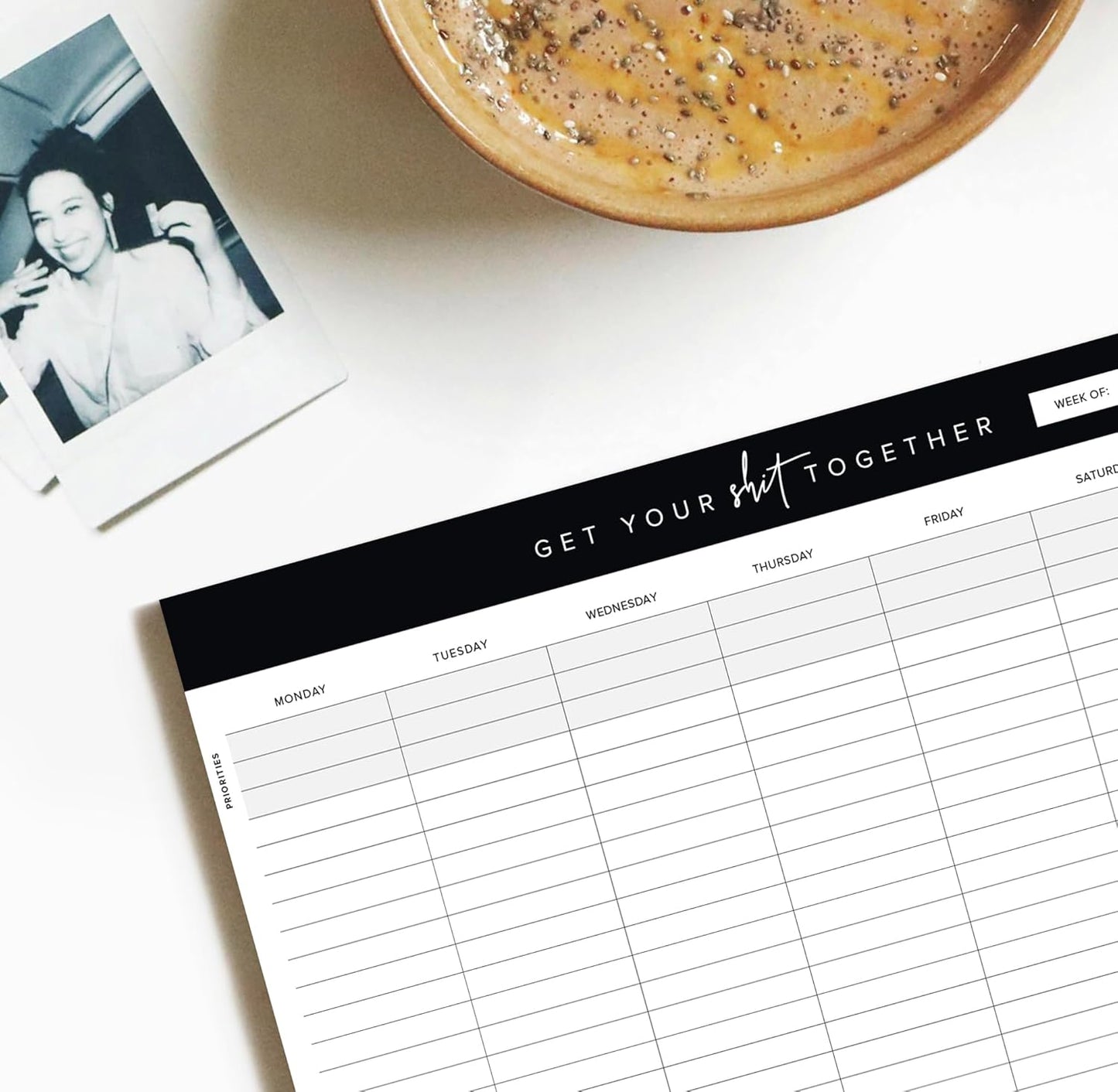 ThreeKin Weekly Planner - Premium 52-Sheet Tear-Off Notepad, 8.5 x 11 inches, Clean Colorful Design, Perfect for Work, School, Projects, and Entrepreneurs, Female & USA Owned Business