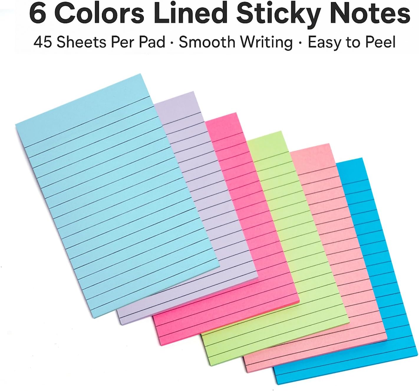 12 Pack Lined Sticky Notes, 3x3 Inch & 4x6 Inch, Ruled Self-Stick Memo Pads, Sticky Notes for Writing, to-Do Lists, Office, School, Home (Neon, 4x6 in)