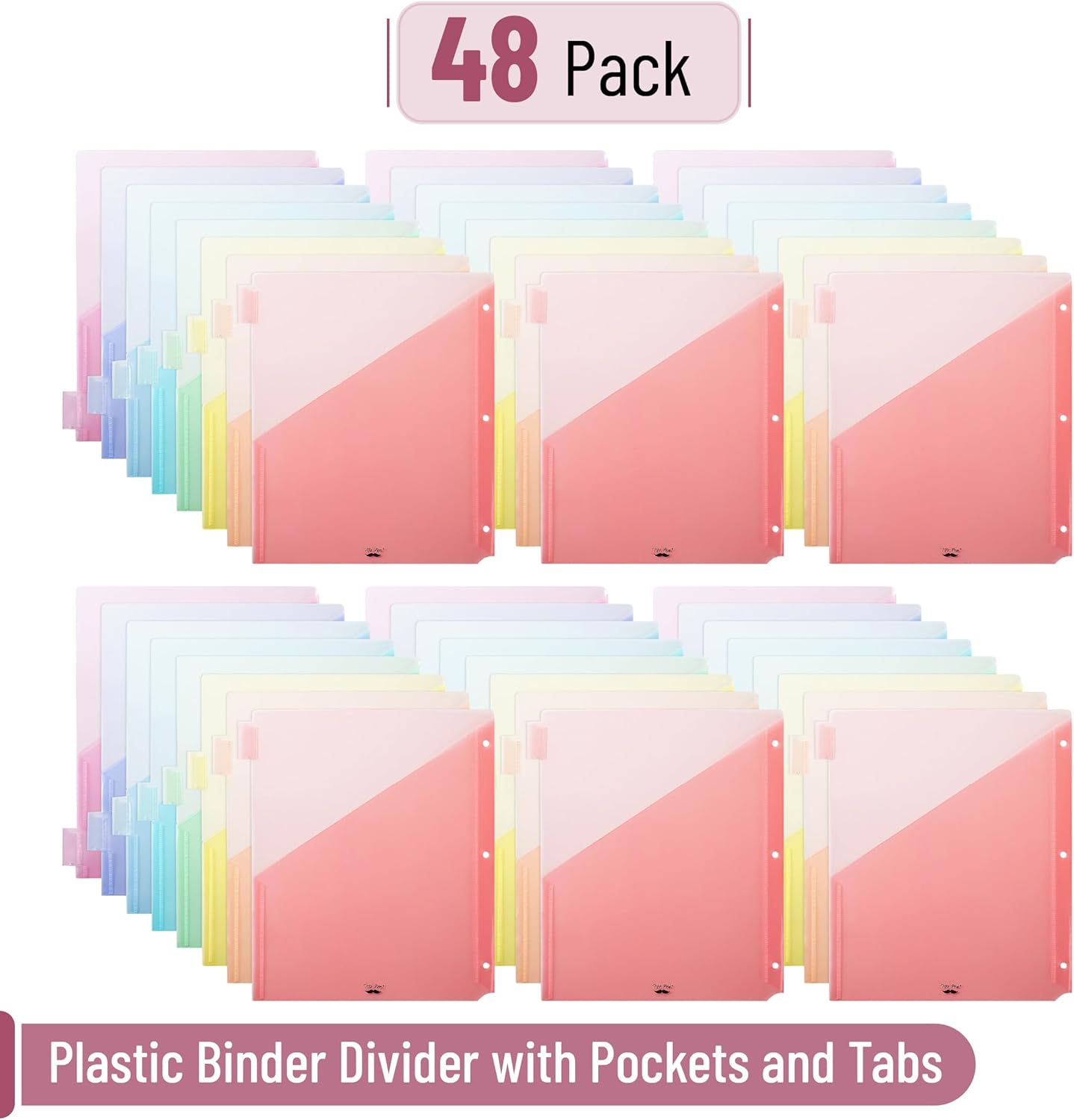 Mr. Pen- Binder Dividers with Pockets and Tabs, 1 Set, 8 Tabs/Set, Colorful, 3 Ring Binder Dividers with Tabs and Pockets on Both Sides