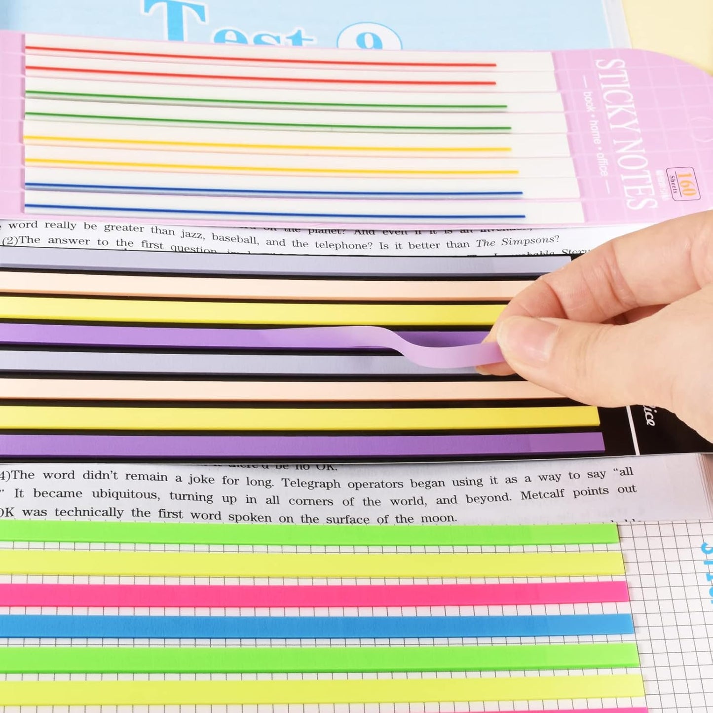 BAYTORY 1380Pcs Transparent Highlighter Tape Reusable, Clear Sticky Tabs for Annotating Books, Long Highlighting Strips Page Markers Index Tabs, Sticky Notes Aesthetic Office School Supplies