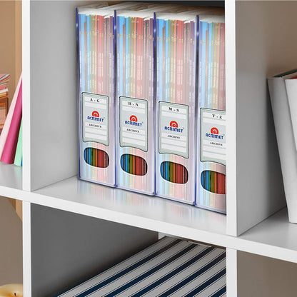 Acrimet Magazine File Holder Bin Storage, Vertical Rack for Documents, Folders and Mail, Durable Plastic Desk Organizer for Office & Home (Clear Crystal) (2 Pack)