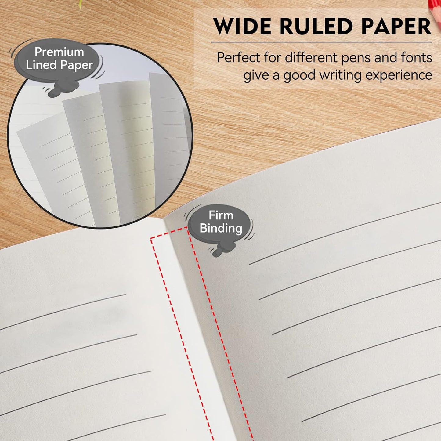 Lined Journal Notebook, 200 Pages, Leather Hardcover Notebooks, A5 College Ruled Thick Classic with Pen Loop Notebook Journals for Writing, for Women Men Office School, 5.75'' X 8.38'', Brown