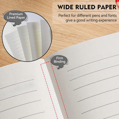 Lined Journal Notebook, 200 Pages, Leather Hardcover Notebooks, A5 College Ruled Thick Classic with Pen Loop Notebook Journals for Writing, for Women Men Office School, 5.75'' X 8.38'', Brown