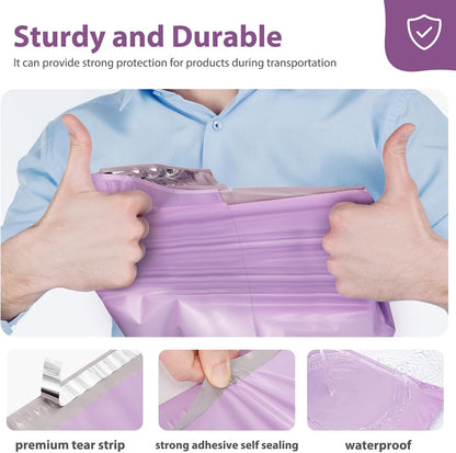 Fuxury Poly Mailers 10x13 Inch 50 Pcs, Waterproof Shipping Bags for Clothing, Strong Adhesive Shipping Envelopes for Small Business Suppliers, Self Seal Mailers Poly Bags Mailing Envelopes Purple