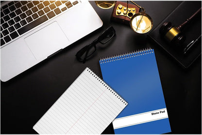Better Office Products Spiral Steno Pads, 12 Pack, 6 x 9 inches, 80 Sheets, White Paper, Gregg Rule, Assorted Solid Colors (Red, Black, Blue, Green), 12 Steno Notebooks