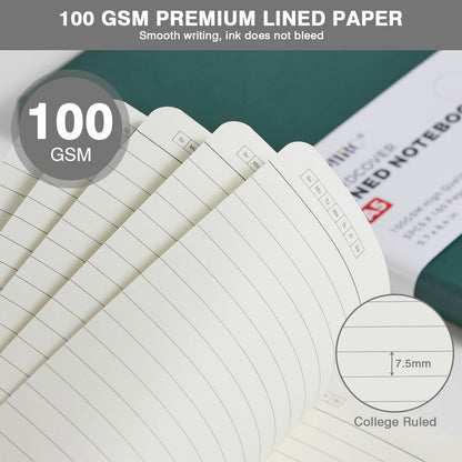 NIRMIRO Small Notebook Journals, 3 Pack Mini Pocket Note pads for Men & Women Writing, A6 Small Leather Notepad 3.7" x 5.7" with Pen, Black, Red, Green