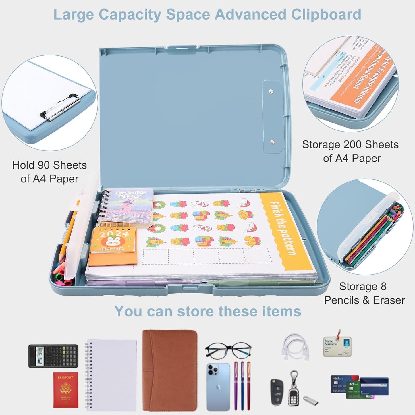 SFLHHDM Purple Clipboard, Clip Boards 8.5x11, Teacher Clipboards with Storage, Plastic Clipboard with Pen Holder, Clipboards Storage for Women Teachers Work, School & Office Supplies