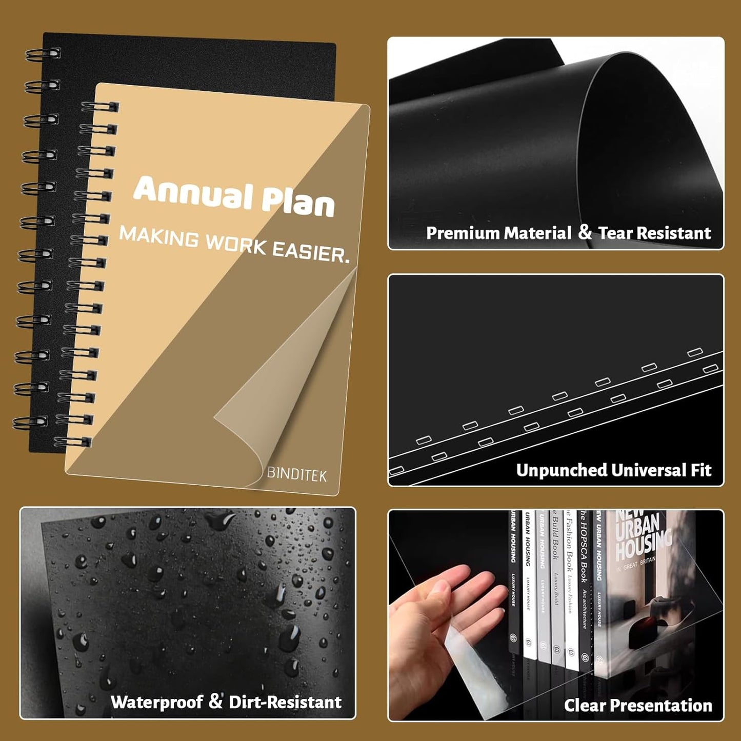 24 Pack 8.5 x 11 Inches PVC Clear Binding Covers and Backs Set,12 Pack 8 Mil Cover Sheets, 12 Pack 12mil Black Plastic Covers, Clear Report Covers for Binding, Letter Size