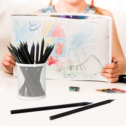 Teling 100 Pcs Rainbow Pencils for Kids, 7 in 1 Black Wooden Rainbow Multicolor Pencils Bulk School Classroom Art Supplies for Kids Adults Coloring Sketching Drawing