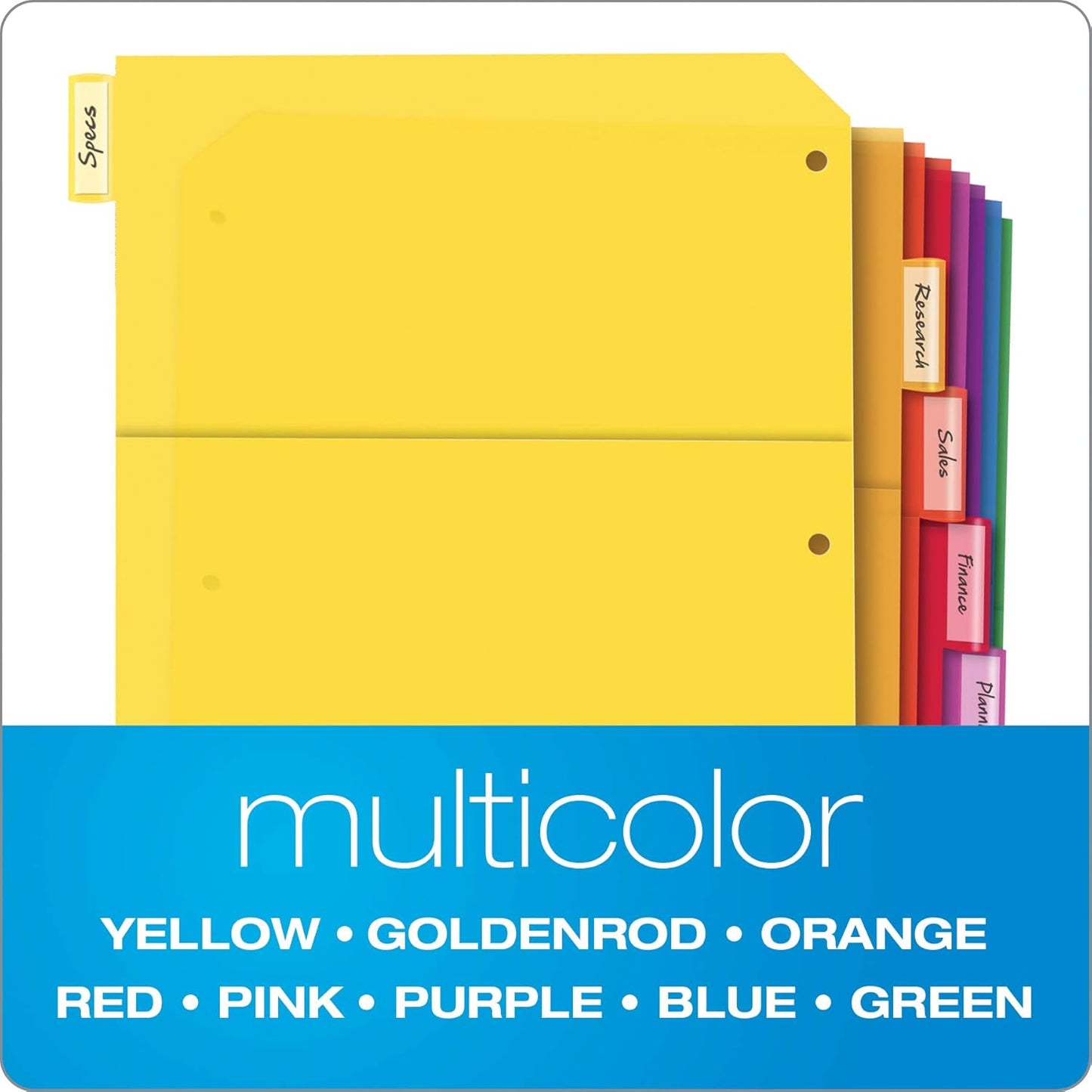 Oxford Plastic 2 Pocket Binder Dividers, 5 Tab 1/5 Cut, Multicolor Large Tab Set, Insertable Dividers with Paper Inserts, Letter Size, 3 Sets (89602)
