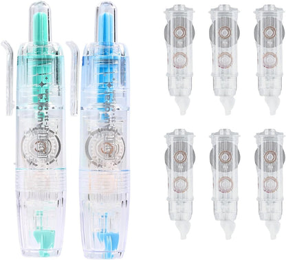 Refillable Correction Tape, 157 ft Total – 2 Pre-Filled Dispensers + 6 Snap-In Refills, School & Office Supplies, Pink &Purple