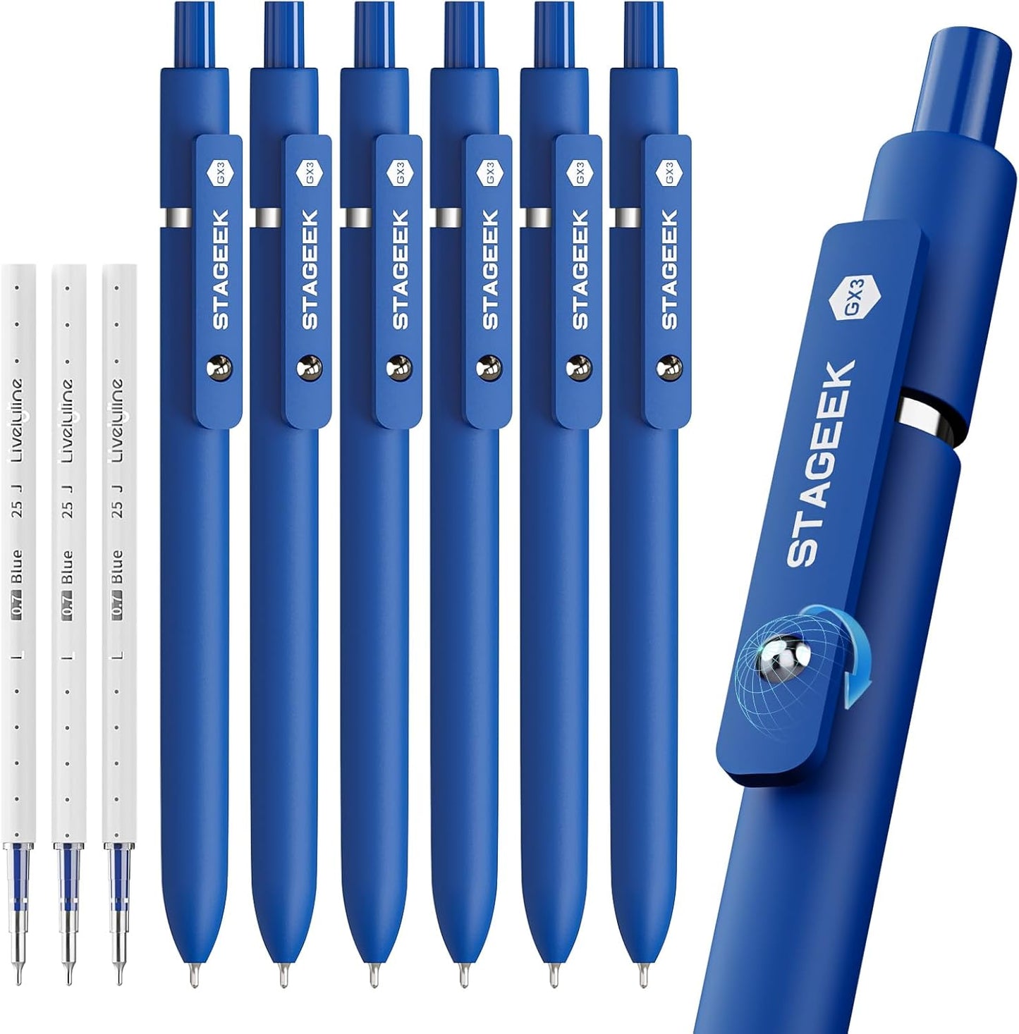 STAGEEK Black Gel Pens GX3, 12Pcs Fine Point Smooth Writing Pens with 3 Extra Refills, Quick Dry Black Ink Pens for Journaling, Office, Note Taking, School Supplies, Nurse Aesthetic(Black)