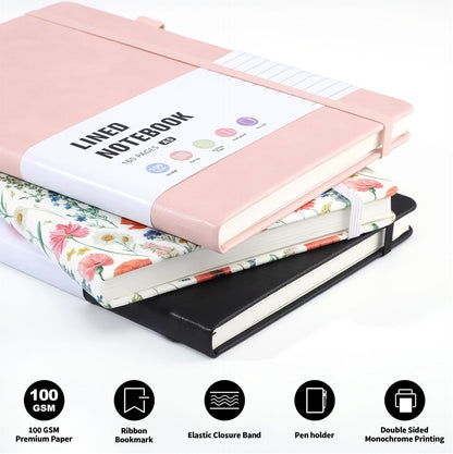 Thboxes 80 Sheets Lined Journal Notebook, 5.7" X 8.3" Hardcover Executive Notebook for Student Worker Women Men, Notepads Journals for Writing Travel & Organization, Nurses Week Gifts, Pink