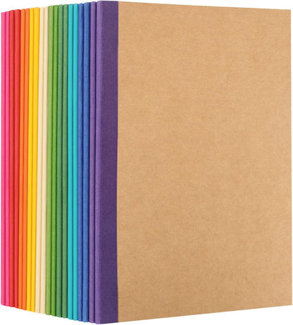 EOOUT 5 Pack A5 Composition Notebook, Kraft Lined Journal Bulk with Pink Spine, 5 Colors, 60 Pages for Women Girls Kids, School Office Supplies