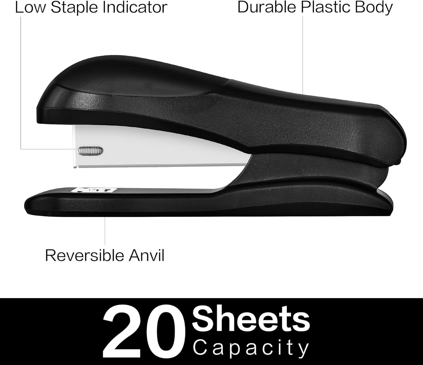 Deli Stapler, Desktop Staplers with 640 Staples, Office Stapler, 25 Sheet Capacity, White