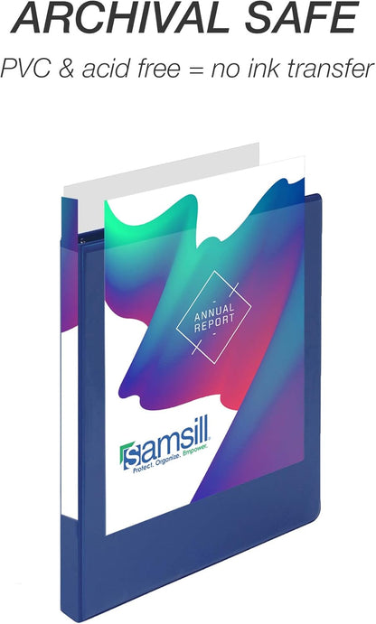 Samsill 1.5 Inch 3 Ring Binders, Economy Round Ring, Clear View Cover, 325 Sheet Capacity - for School, Home, Office - White, 4 Pack