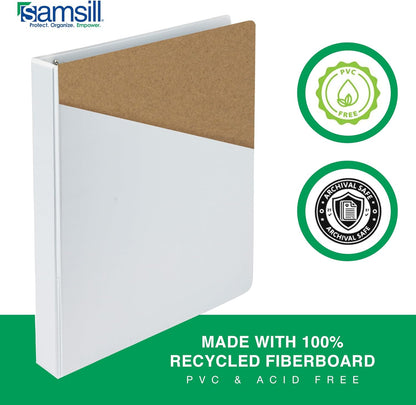 Samsill 1.5 Inch 3 Ring Binders, Economy Round Ring, Clear View Cover, 325 Sheet Capacity - for School, Home, Office - White, 4 Pack